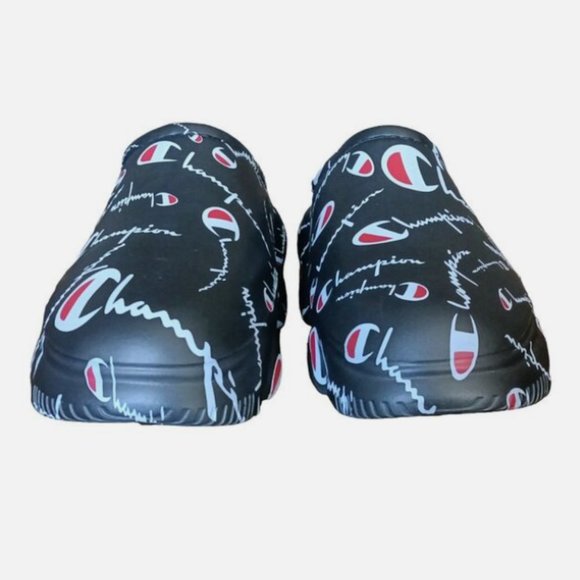 Champion Super Meloso Warped Slip on Logo Clogs Shoes Black White Mens Size 8 - Picture 3 of 9